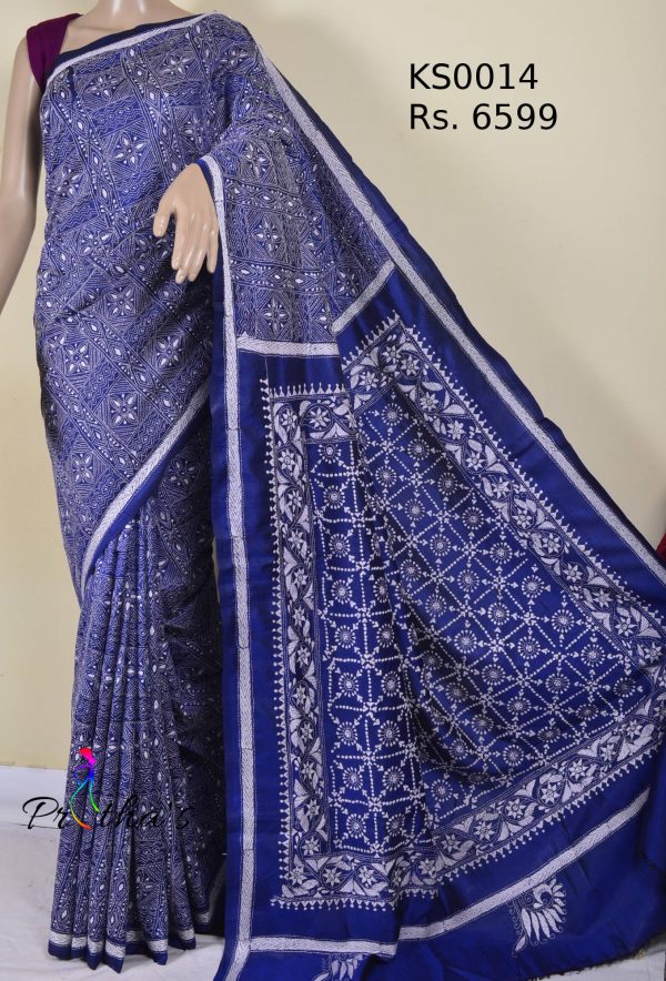 kantha stitch saree