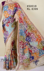 kantha stitch saree