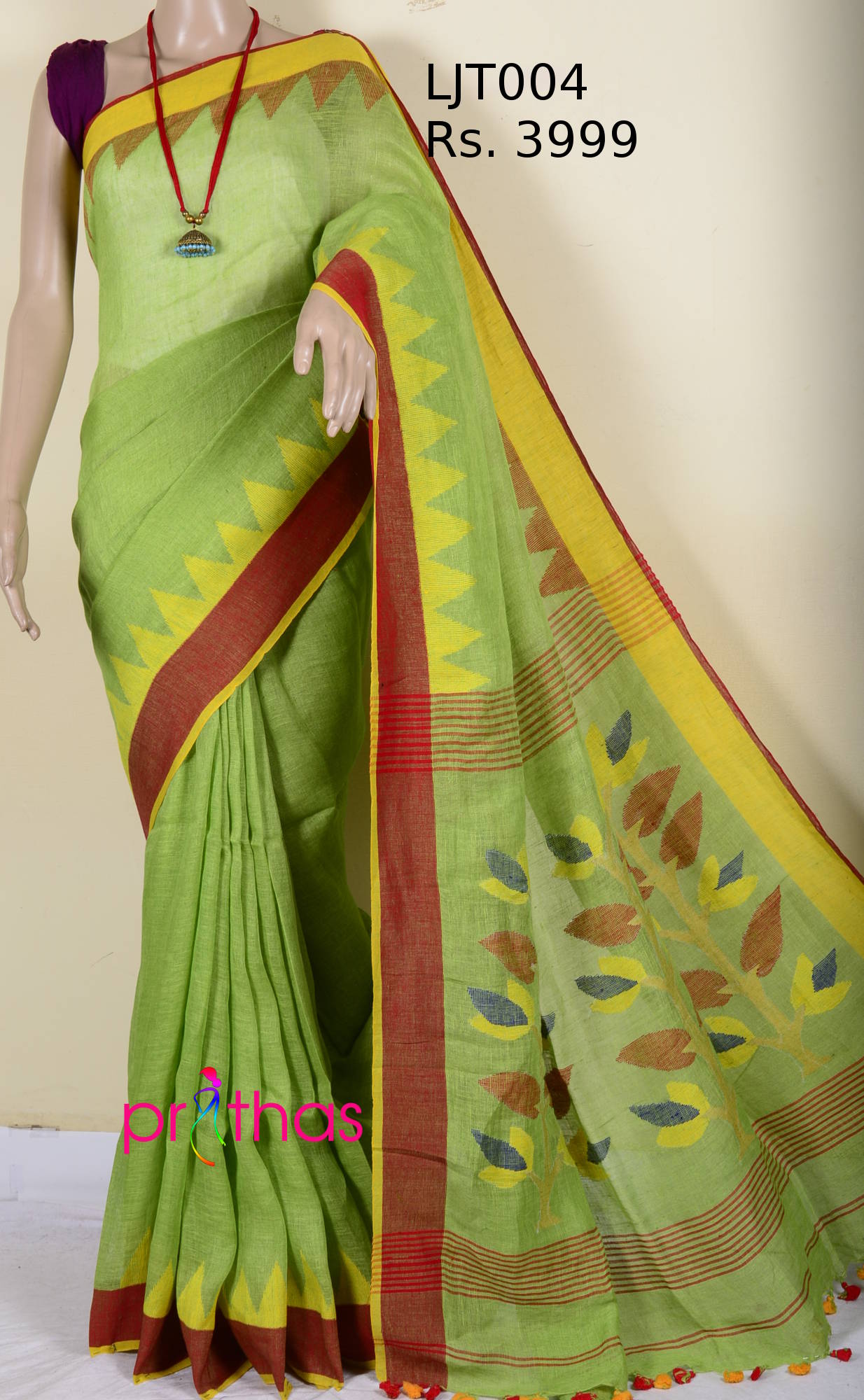 Krishnachura Traditional Linen Jamdani Saree, With blouse piece, 5.5 m  (separate blouse piece) at Rs 2600 in Kolkata