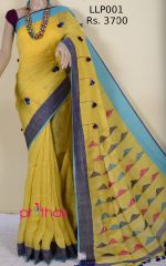 pure linen jamdani saree