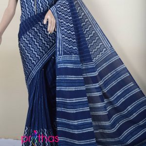 indigo cotton saree