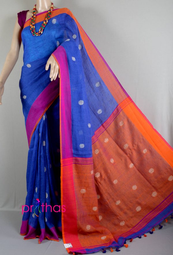 Pure linen jamdani saree